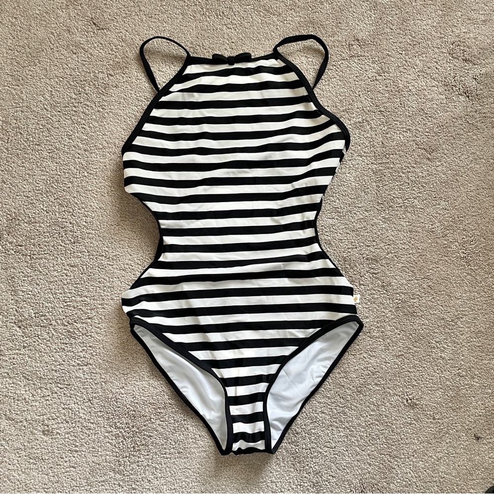Kate Spade Girls Cut Out Stripe One Piece Suit